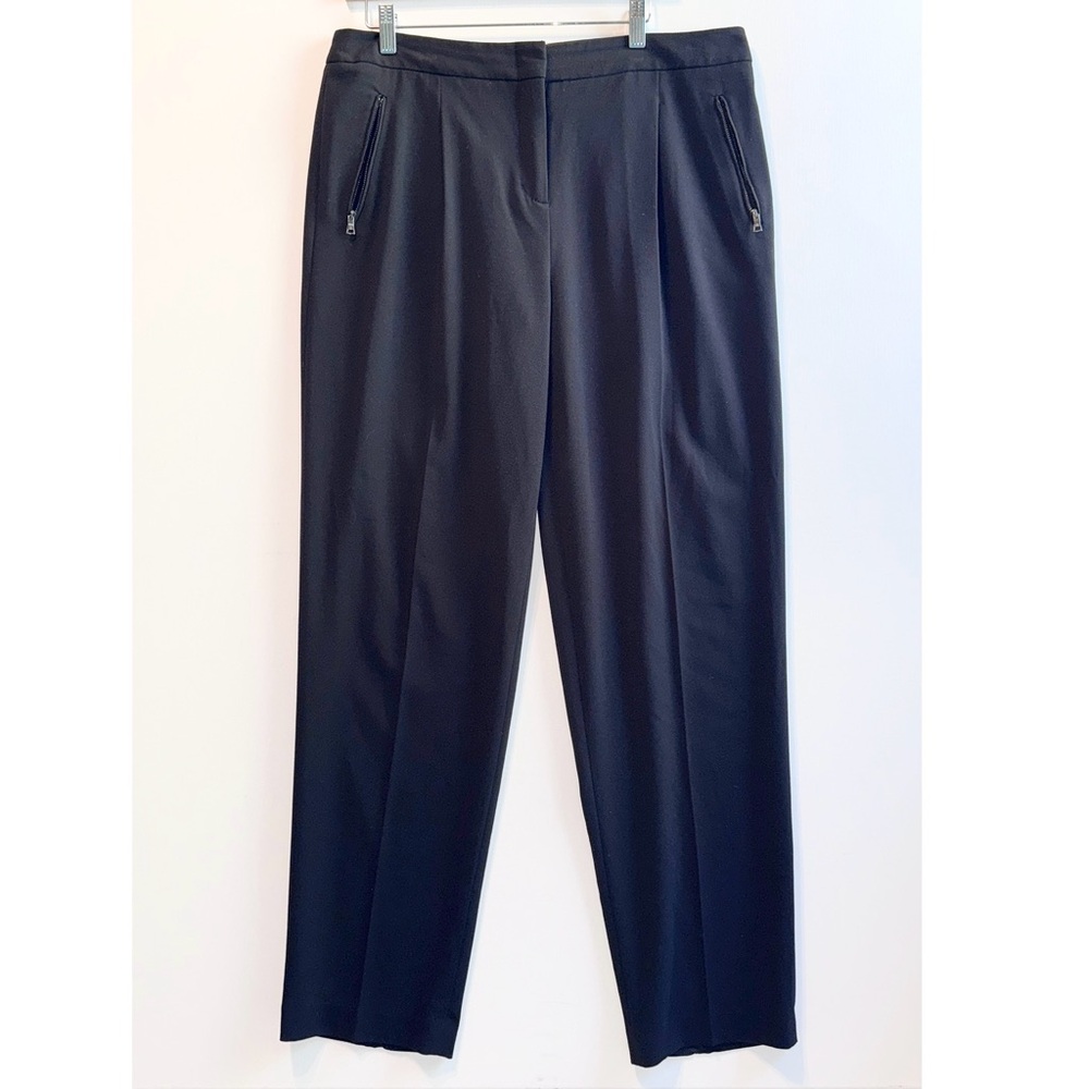 BCBGMAXAZRIA Drake High Rise Pleated Trouser Tailored Pant Black Size Large